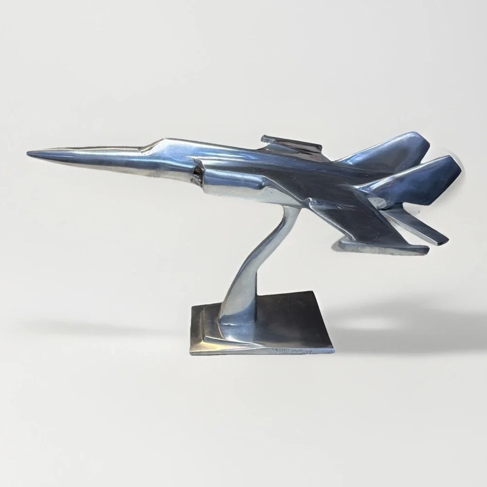 Aluminum Cast Desk Top Fighter Jet Plane Sculpture Aviation Decor 12